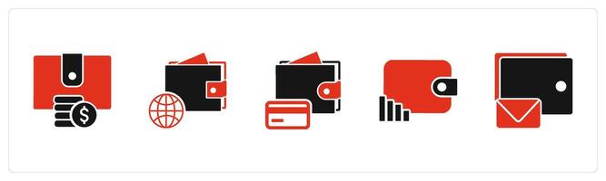A set of 5 Business icons as wallet, global money, card payment vector