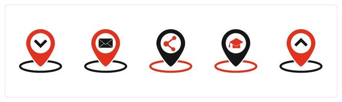 A set of 5 Business icons as location, message location, share location vector
