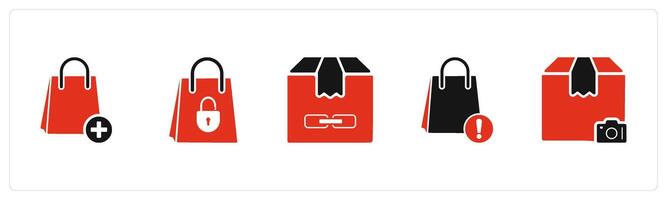 A set of 5 Business icons as add items, shopping security, education delivery vector