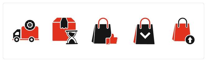 A set of 5 Business icons as delivery prohibited, delivery process time, like shopping vector