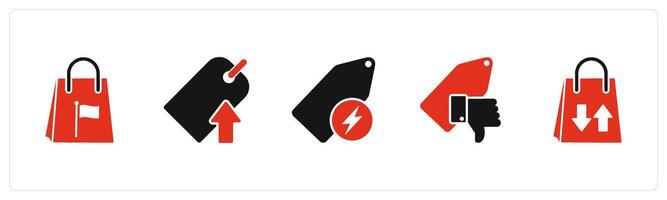A set of 5 Business icons as shopping, upload tag, fast tag vector