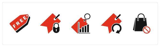 A set of 5 Business icons as free tag, tag security, revenue tag vector