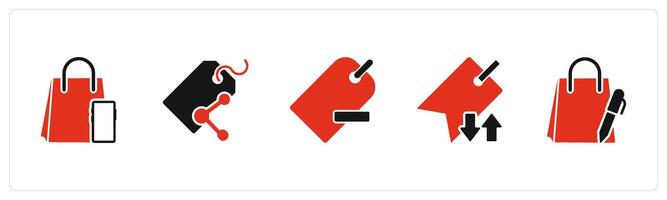 A set of 5 Business icons as m commerce, share tag, remove tag vector