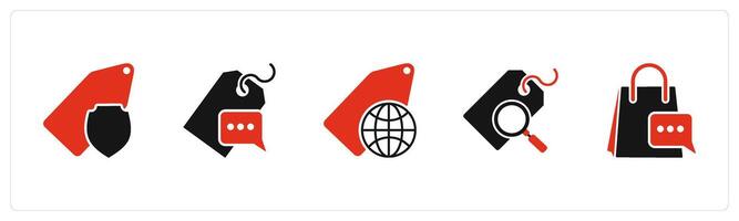 A set of 5 Business icons as tag security, message icon, vector
