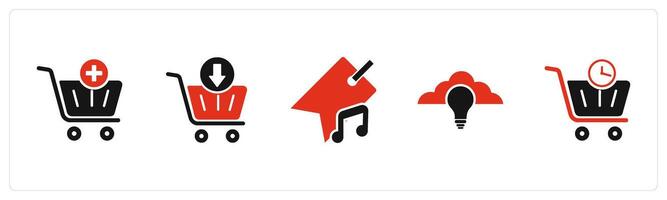 A set of 5 Business icons as add to cart, download cart, music tag vector