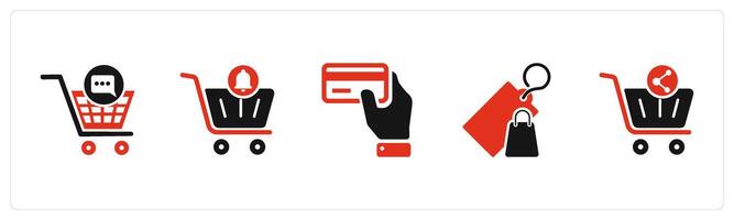 A set of 5 Business icons as cart message, cart notification, card in hand vector