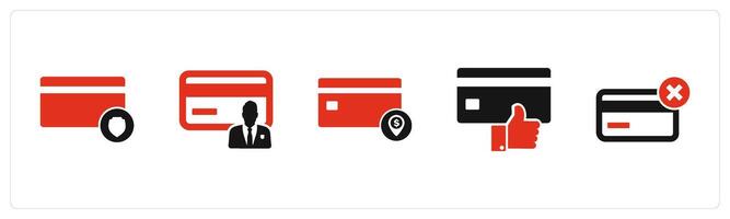A set of 5 Business icons as card security, card owner, card payment vector
