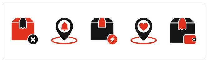 A set of 5 Business icons as wrong order, location notification, flash deal vector