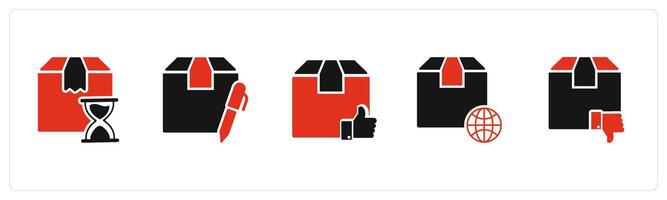 A set of 5 Business icons as delivery process time, edit order, approved order vector