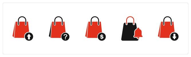 A set of 5 Business icons as download shopping, shopping query, financial bag vector