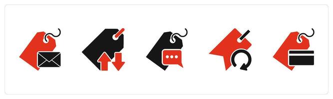 A set of 5 Business icons as message tag, synchronize tag, message tag vector