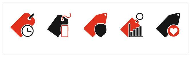A set of 5 Business icons as shopping deal, mobile tag, tag security vector