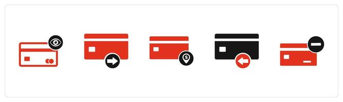 A set of 5 Business icons as view card, send card, card payment vector
