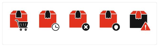 A set of 5 Business icons as cart order, delivery schedule, wrong order vector