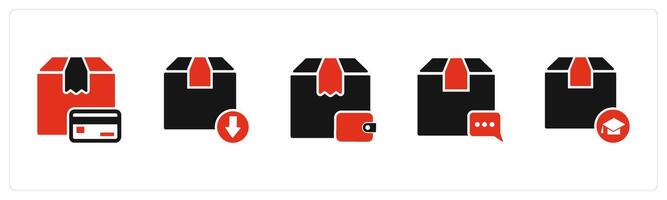 A set of 5 Business icons as card delivery, delivery returned, pay on delivery vector