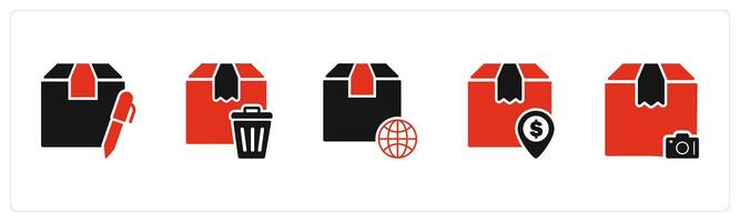 A set of 5 Business icons as edit order, trash order, international order vector