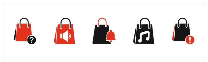 A set of 5 Business icons as shopping query, speaker shopping, shopping notification vector