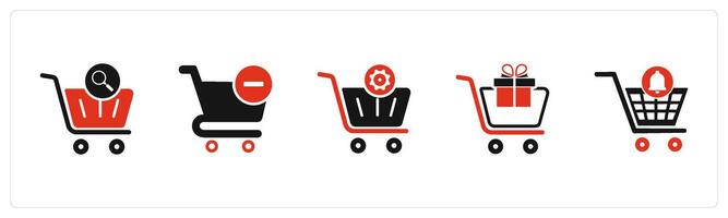 A set of 5 Business icons as cart search, remove cart, cart setting vector