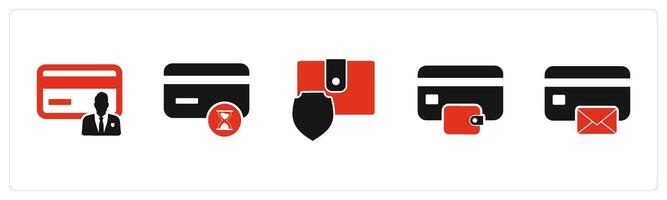 A set of 5 Business icons as card owner, shopping time, money securit vector