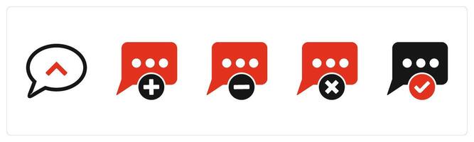 A set of 5 Business icons as message, add message, remove message, delete message vector