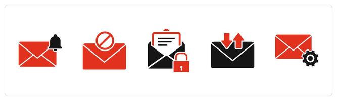 A set of 5 business icons as message notification, forbidden chat vector