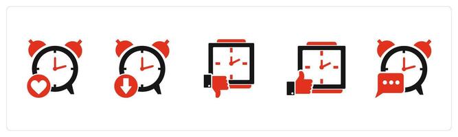 A set of 5 business icons as favorite clock, down time, like time vector