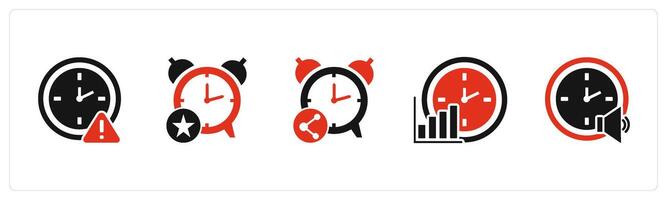 A set of 5 business icons as time maintenance, favorite time, share time vector