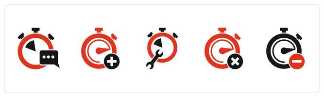 A set of 5 business icons as message time, add time, time settings vector