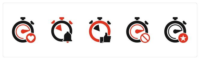 A set of 5 business icons as favorite time, time notification, like time vector
