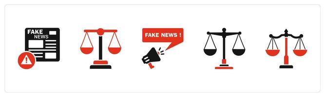 A set of 5 business icons as fake news, legal, justice vector