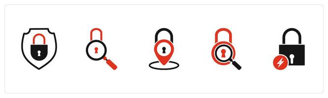 A set of 5 business icons as lock security, lock search, fast lock vector