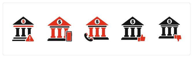A set of 5 business icons as bank maintenance, digital banking, call bank vector