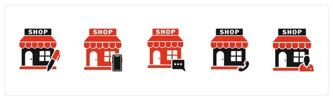 A set of 5 business icons as edit store, m commerce, email shop vector