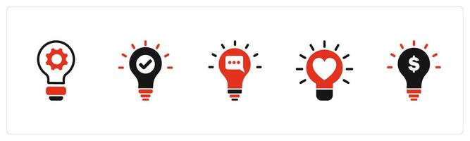 A set of 5 business icons as renovate idea, approve idea, message idea vector