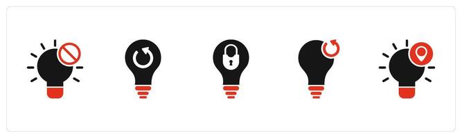A set of 5 business icons as idea, refresh idea, idea security vector