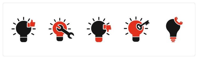 A set of 5 business icons as like idea, fix idea, dislike idea vector