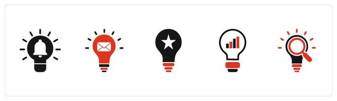 A set of 5 business icons as idea notification, message idea, creative idea vector