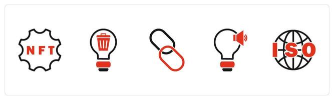 A set of 5 business icons as nft, recycle idea, link vector