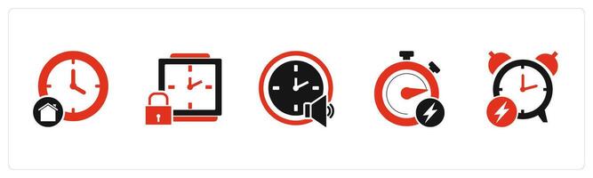 A set of 5 business icons as study time, time security, time speaker vector