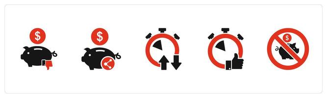 A set of 5 business icons as savings security, like bank, time security vector