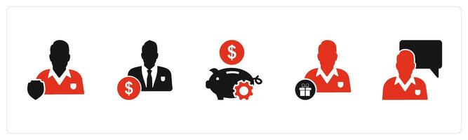 A set of 5 business icons as user security, accountant, bank settings vector