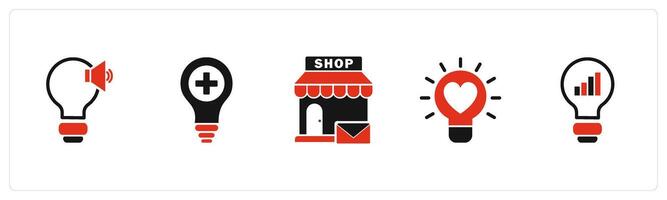 A set of 5 business icons as sound creation, create idea, email shoppin vector