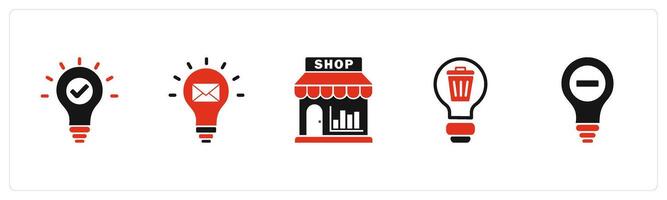A set of 5 business icons as approve idea, message idea, revenue store vector