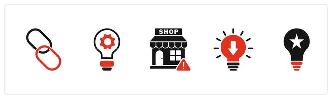 A set of 5 business icons as link, renovate idea, store maintenance vector