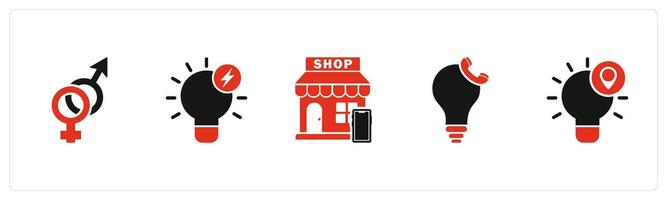 A set of 5 business icons as gender, fast idea, m commerce vector