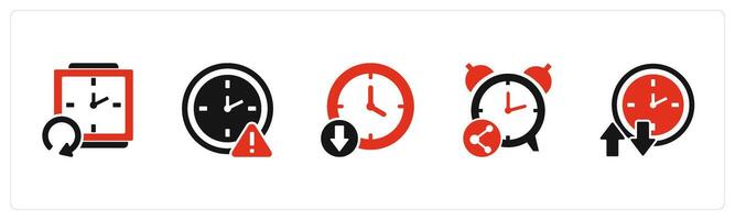 A set of 5 business icons as refresh time, time maintenace, up time vector