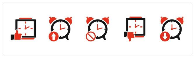A set of 5 business icons as dislike time, up time, time prohibited vector