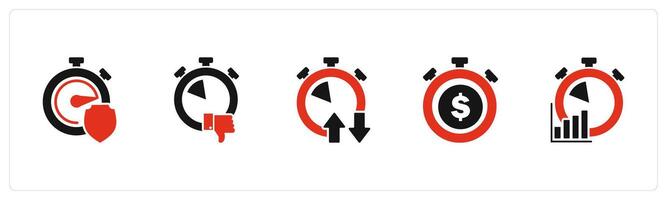 A set of 5 business icons as time security, like time, synchronize time vector