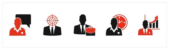A set of 5 business icons as business conversation, business target, business portfolio vector