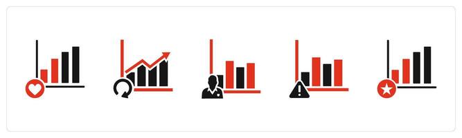 A set of 5 business icons as favorite graph, update graph, graph owner vector